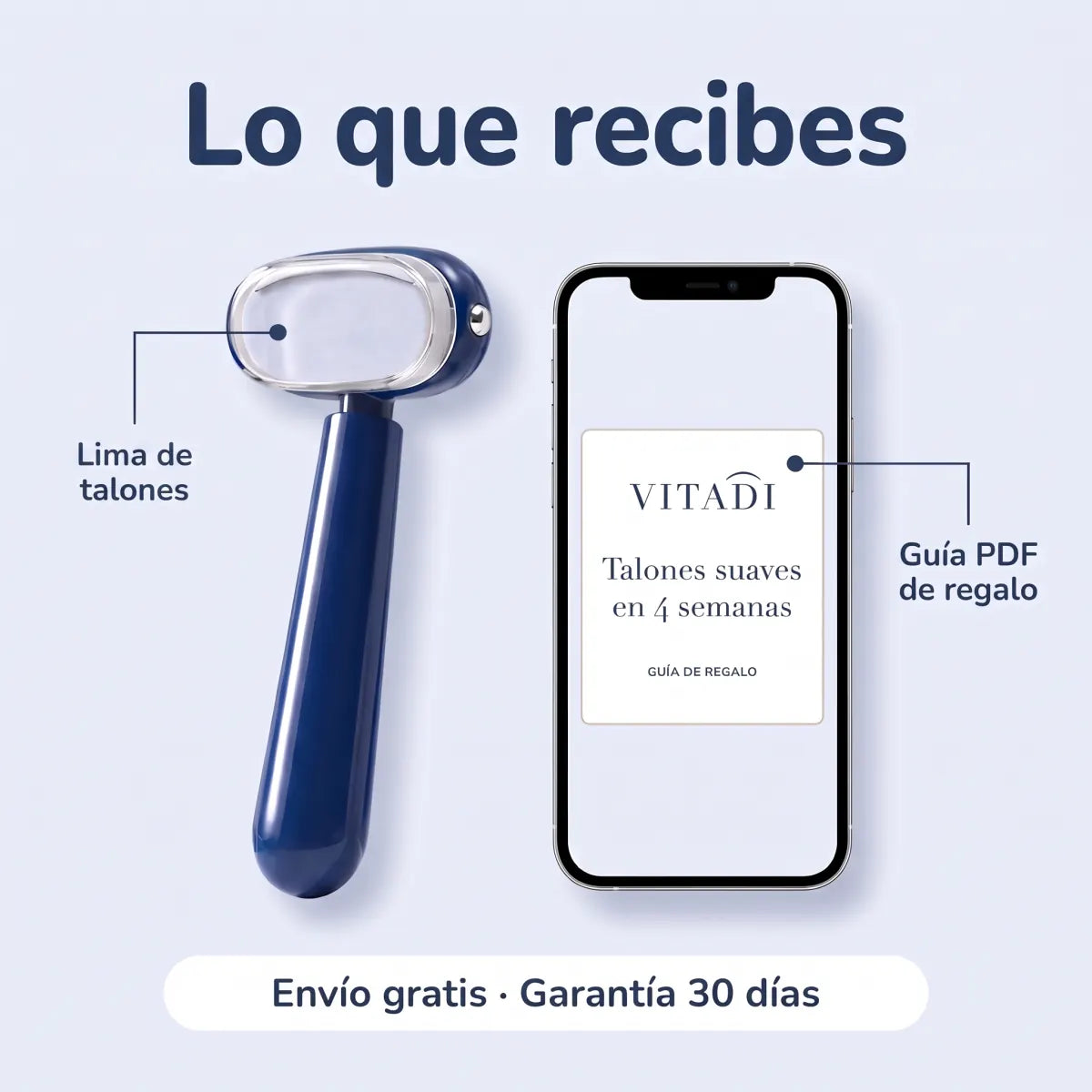 Lo que recibes: lima de talones y guía PDF de regalo